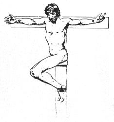 Image d'une crucifixion sur croix en forme de T Image d'une crucifixion sur croix en forme de T